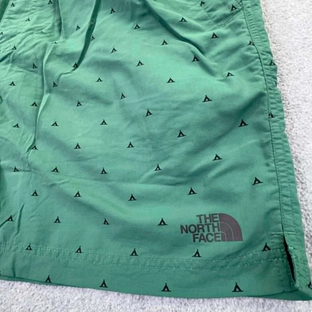 The North Face Flash‎ Dry Swim Trunks Mens XL Green Tent AOP Zip Pocket Lined
